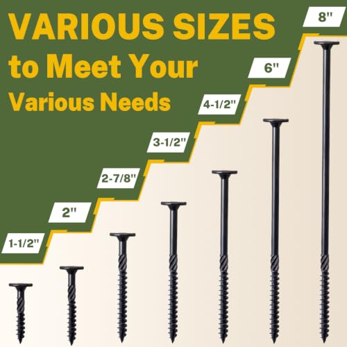 LIONMAX Structural Wood Lag Screws #14 x 2-7/8 Inch, 100PCS, Black #14 x 2-7/8" 100