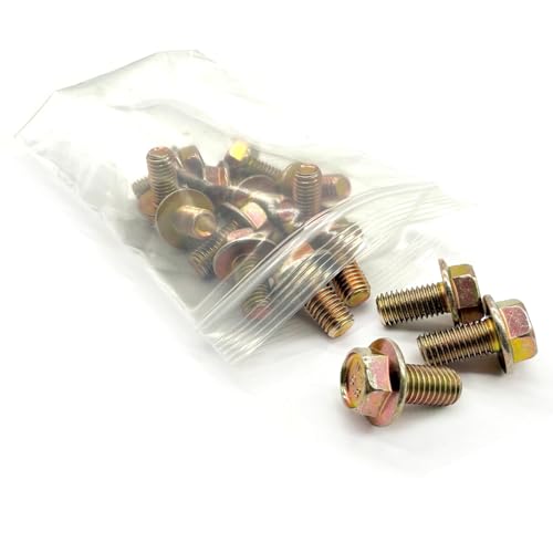 (40 Pieces) M10-1.5x20 Class 8.8 Hex Flange Bolts Screws UNC Coarse Full Threads Zinc Yellow 40