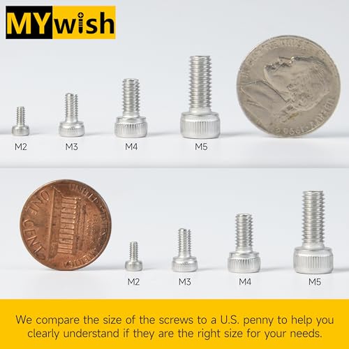 Mywish 30Pcs M6 x 30mm M6 Screws, Flat Head M6x1.0 Bolt Hex Socket Cap Screws Bolts & 900Pcs M3 M4 M5 M6 Metric Screw Assortment, 304 Stainless Steel Nuts and Bolts, Hex Socket Head Cap Metric Bolts