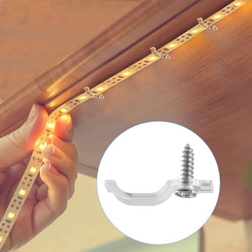 Pack of 100 LED Strip Mounting Brackets | Transparente Lichtstreifen-Clips,Led Befestigungsclips,LEDStreifen Clips für 10mmLichterkette LedStrip Zubehör HalterungClips 10MM