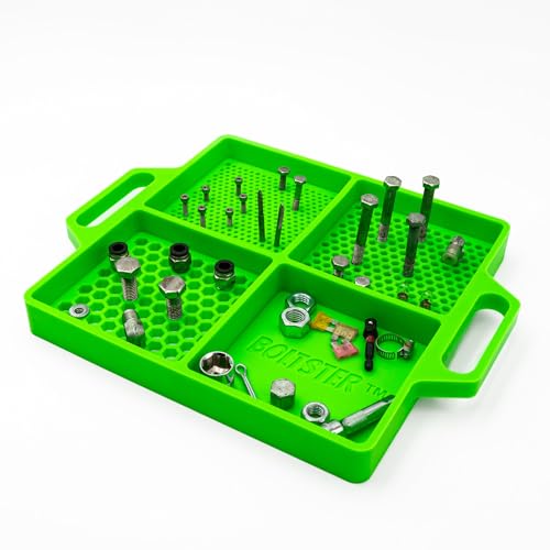 Boltster Flexible Silicone Tool Tray, Non Slip Organizer for Bolts, Screws, Fasteners and Parts, Heat and Chemical Resistant, for Garage, Automotive, Workshop & DIY - Green