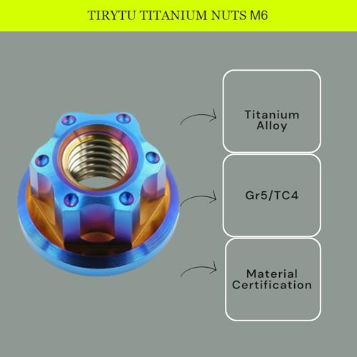 Titanium Flange Hex Nut M6x1.0, Burnt Blue, 10PCS M6 1.0mm Pitch