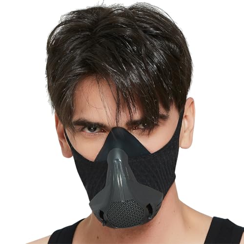 Sports masks for fitness, running training, face mask for high altitudes to improve resistance, cardio and endurance running mask. Phantom training mask Black M