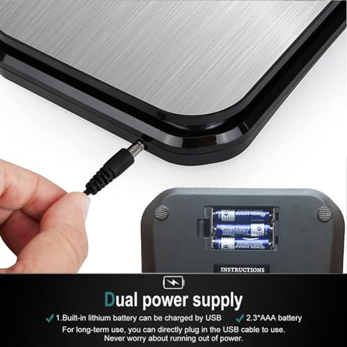 IP67 Waterproof Food Scale, 0.01oz/0.1g High Precision, 11lb/5kg Electronic Cooking Scales, Washable, Stainless Steel Weighing Platform,USB Rechargeable Digital Kitchen Scale for Cooking, Baking, etc