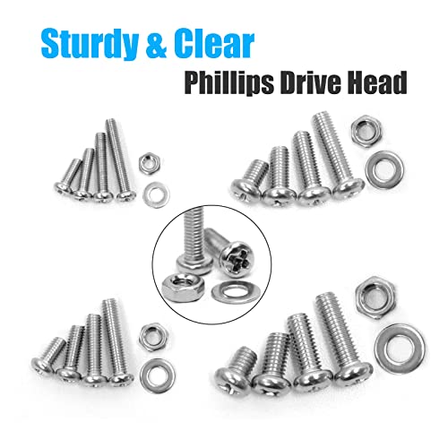 815pcs M6 M5 M4 M3 Stainless Steel Self-Tapping Screws Set Assortment+900pcs M6 M5 M4 M3 Stainless Steel Nuts and Bolts Assortment Kit