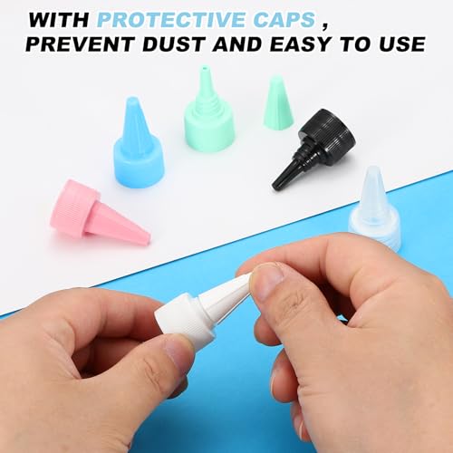 uxcell 24 Pcs Snip Tip Applicator, 0.79" Extra Tips Caps for Glue Replacement Plastic Adhesive Nozzle and Caps Precision Applicator for Glue Bottle Adhesive Tubes Dispensing, Transparent