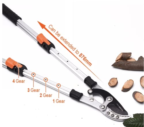 Edward Tools Extendable Anvil Lopper 28” - 35” - 1 1/2” Diameter Branch Cutter - Comfort Rubber Grip - Teflon Non stick blade - Aluminum Handles