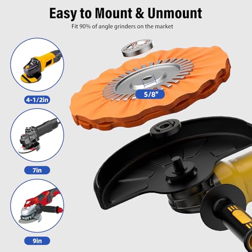 8" Airway Buffing Wheels for 4.5" Angle Grinder, 11PCS Buffer Polisher Wheel for Car, Aluminum Metal Polishing Wheel Pad and Compound Kit for Mirror Finish (5/8" Arbor Hole)
