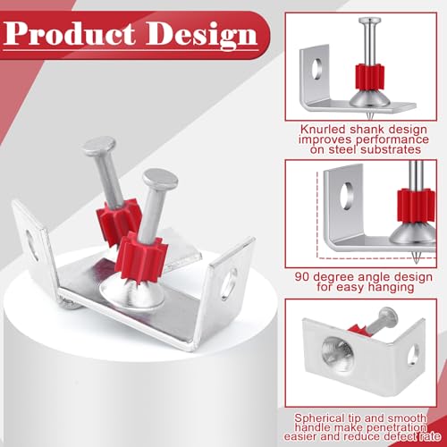 MorningRo 100 Pcs Powder Actuated Drive Pins 1-1/4" 90 Degree Ceiling Clip