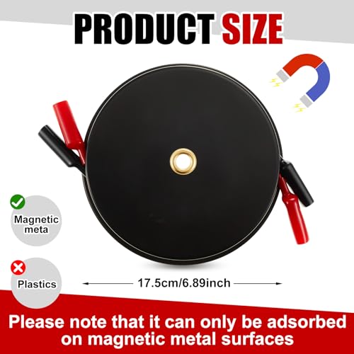 Saillong 2 Wire 30ft Magnetic Retractable Test Leads with Insulated Alligator Clips, 18 Gauge Electrical Copper Wire in Reel for Circuit Connection, Electrical Testing and Troubleshooting
