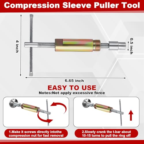 4 Pcs Angle Stop Wrench Kit Plumbing Tool, Olive Ring Removal Tool with Diameter of 1/2", 3/4", Compression Sleeve Puller for 1/2" Compression Fitting, Install Angle Stop Nut(Ferrule,Grey) Ferrule Grey