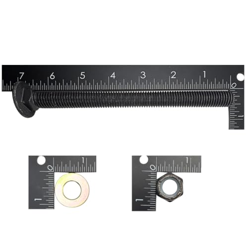 1/2"-13 x 6-1/2" Grade 5 Carriage Bolts (4-Pack) – Heavy-Duty Coarse Thread Bolts with Washers and Nylon Lock Nuts – Round Head Square Neck SAE J429 6.5" Plain Black Finish Bolts, Washers, Nuts 4