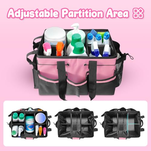 Large Cleaning Caddy Bag-Wearable, Waterproof, Heavy, Duty Pink