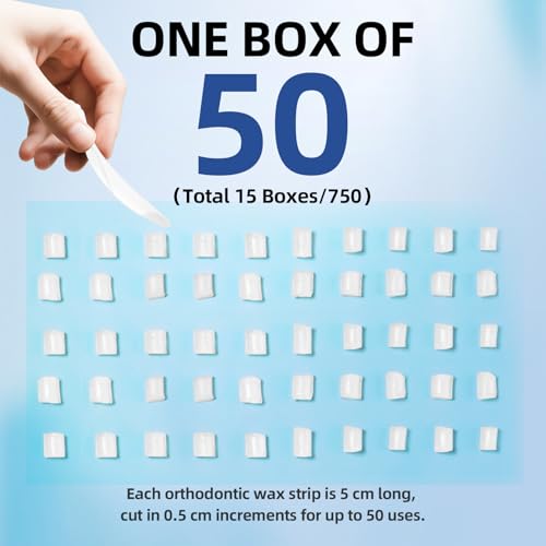 RAZOKO Braces Wax - Pre Cut Strong Adhesion Toothwax 750 Pieces Food Grade Comfortable Protection for Kids & Adults Portable Travel Case Fragrance Free White fragrance-free 750 Stücke