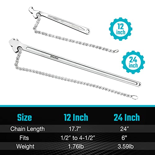 DURATECH 24-Inch Adjustable Chain Wrench, Oil Filter & Pipe Wrench 24 Inch