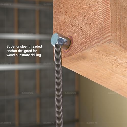 Sammys 8021957-25 1/4 x 2'' Horizontal Rod Anchor Super Screw with 3/8 in. Threaded Rod Fitting, for Wood (Pkg.=25) , Zinc 1/4 x 2"
