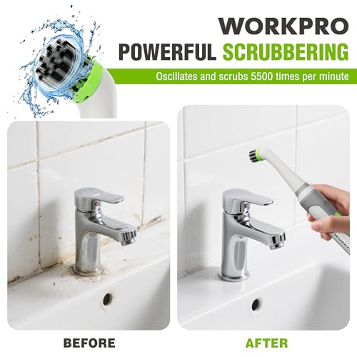WORKPRO Cordless Crevice Cleaning Brush, 5500 RPM Cordless Scrubber