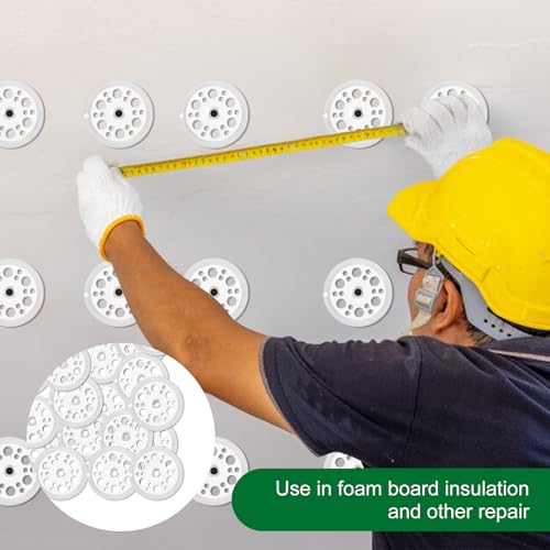 800 Pcs 46 mm White Plastic Washer, Foam Board Fasteners and Load Spreading Polypropylene Washers for Fixing and Fastening Rigid Foam Insulation Board Panels