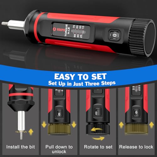 VANPO Torque Screwdriver 15-75 in-lb, 1/4" Drive Precision Driver Set 15-75In-lb