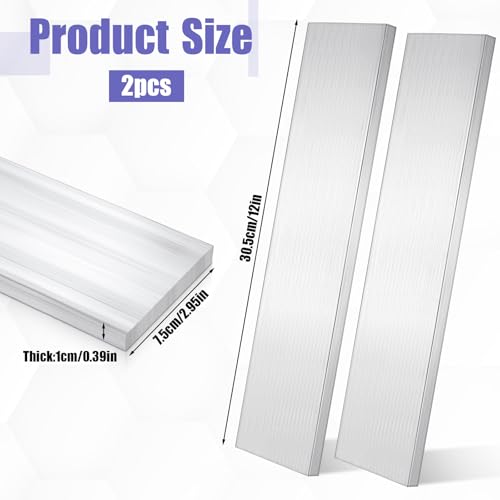 2 Pack 3/8" Thick x 3" Width x 12" Length Aluminum Flat Bar, 6061 General Purpose Plate, T6511 Solid New Mill Stock, Extruded Aluminum Bar for Industrial Building and DIY