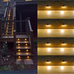 FVTLED Pack of 6 Warm White LED Deck Lights kit Φ1.38 Outdoor Garden Yard Decoration Lamp Recessed Pathway Step Warm White LED Lighting, Black 6pcs Warm White (Black)