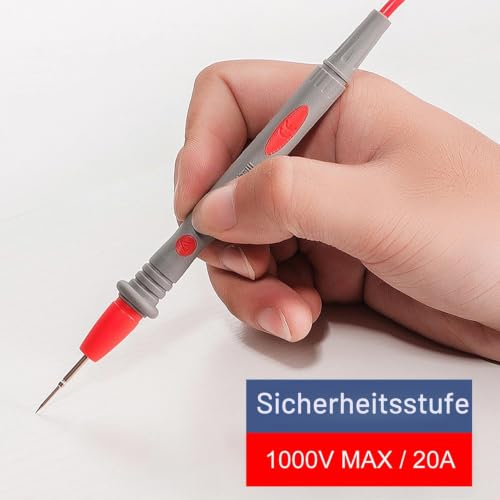Heavy-Duty Multimeter Test Lead, 1 m, 1000 V, 20 A, Test Cable Set with Measuring Tips, Flexible Test Leads