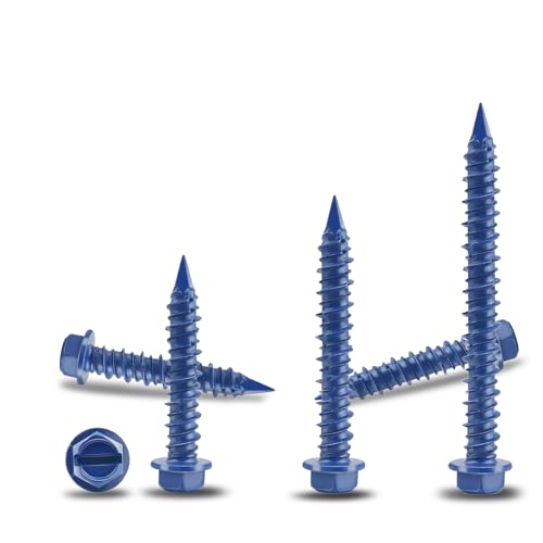 #12x6 Blue Slotted Hex Washer Concrete Screws 30pcs HS/ZGLS-09 #12 x 6"