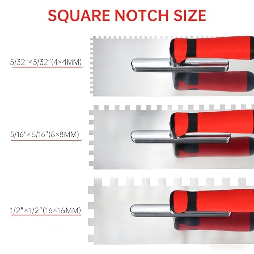 Square Notched Tile Trowel Set, with Rubber Grout Float and Grout Sponge Trowel and Float Set