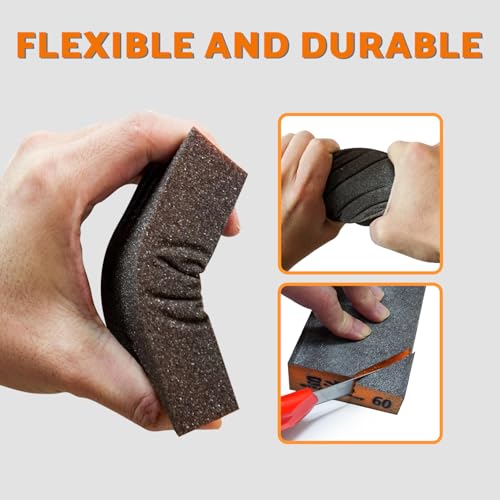 S&F STEAD & FAST Sanding Sponge 220 Grit 4 Pcs/12 Hole 60pcs Black and Decker Mouse Sanding Pads with Extra Tack Cloth for Finish