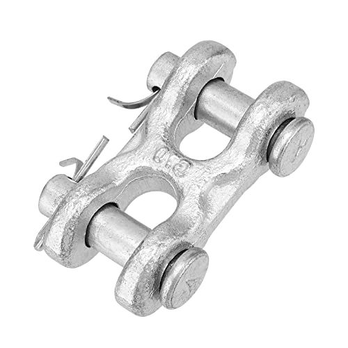 SINJEUN 6 Packs 3/8 Inch Double Clevis Link, Chain Repair Links, Twin Clevis Link for Warehouses, Factories and Seaports, WLL 6600 Lbs, G70, Silver