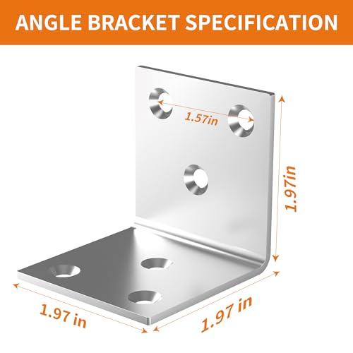 20Pcs Stainless Steel Angle Bracket 2In Heavy Duty Corner Brackets for Wood 20 Pack