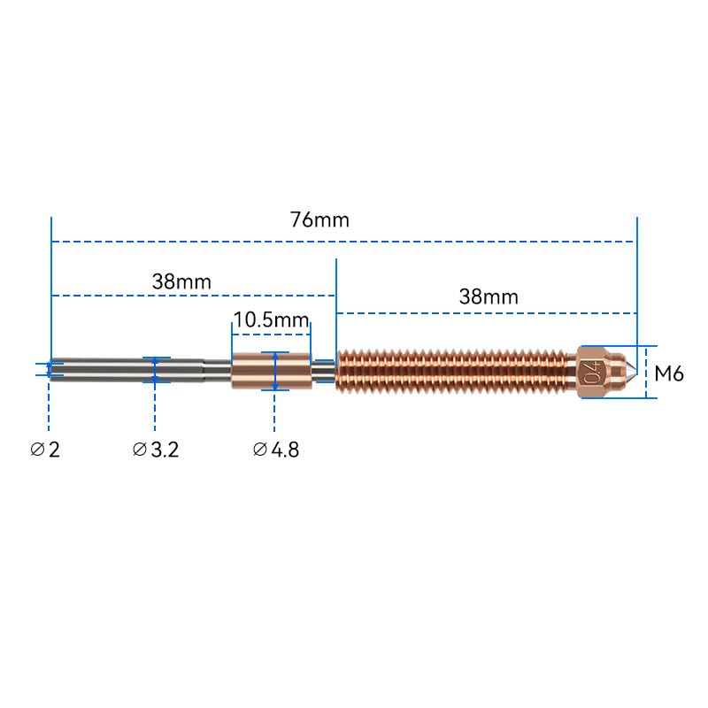 Nozzle Set 0.2 mm 0.4 mm 0.6 mm 0.8 mm for K2, K2 Pro, K2 Plus & Hi (Pack of 4) - Precision Nozzles for Clean Extrusion - Fast Heating Time & Stable Print Quality - Durable & Compatible