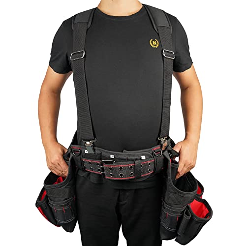 MELOTOUGH Padded Tool Belt Work Suspenders With Super Strong Clip + Tool Holster Cordless Drill Holster/Hook Single