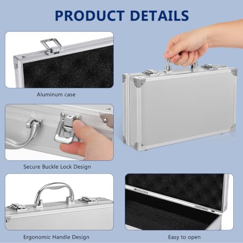 STOBOK Aluminum Alloy Toolbox Portable Metal Tool Case with Handle Medicine Storage Box for Pills Tablets Screws Accessories Jewelry Home Office Travel 11.81 X 6.69 X 3.07 in