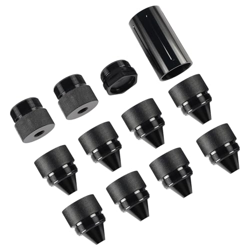 Black 1.375''X24 Aluminum Alloy Cone Shaped Parts with Sealed End Cap Fit for Fretlina Kenworth Peterbilt Volvo MCCA, Cone Tire Anti Theft Sealing End Cover, 12 Pack