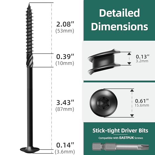 (4 Sets) 3/8-16 x 6 Carriage Bolts with Nuts and Washers & 50-Pack #14 x 6 Wood Screws, Lag Screws 6 Inch, eavy Duty Self Drilling Structural Screw, Round Head Square Neck 3/8 Carriage Bolts