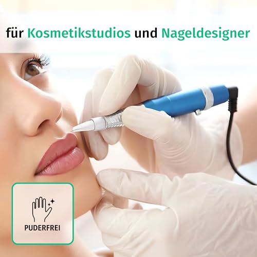Nitrile Disposable Examination Gloves, Powder-Free, Latex-Free, Non-Sterile, Medium, Box of 100, White | Powder-free disposable gloves for tattoo, workshop, kitchen, cleaning and household use; versatile for commercial and everyday use.