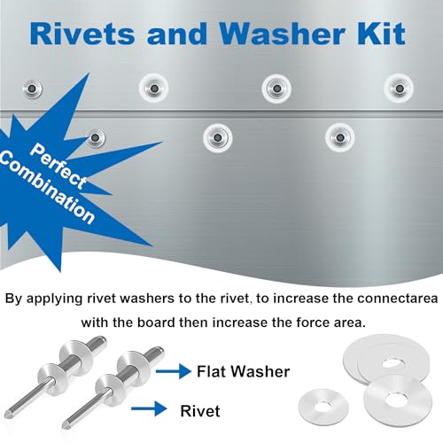 304 Stainless Steel Pop Rivets with Backup Rivets Washers Assortment Kit