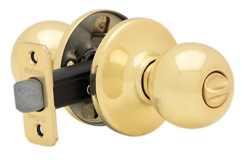 Kwikset 300P 3 CP Polo Bed and Bath Knob, Polished Brass