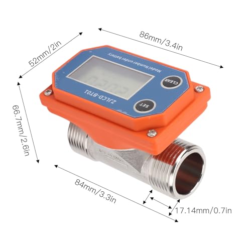 Digital Water Meter Stainless Steel Flow Sensor Acid Alkali Resistant Water Meter Water Meter Water Meter for Garden Hose Irrigation of Farmland