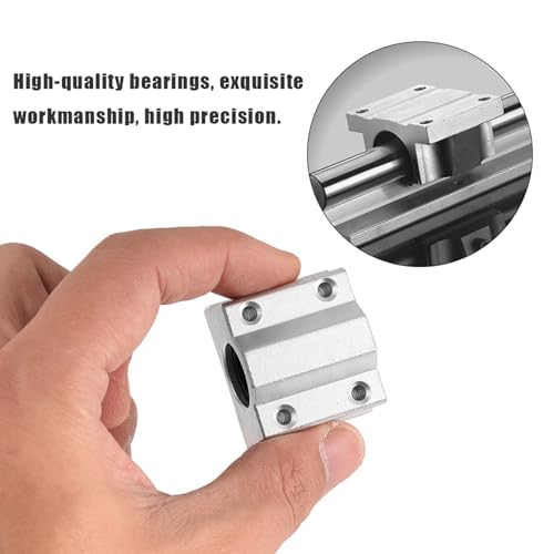 Cocoarm 8mm Linear Ball Bearing Slide, Bushing SCS8UU High Precision Low Friction Linear Bushing Smooth Moving Long Life with Aluminum Base Alloy for 3D Printer CNC