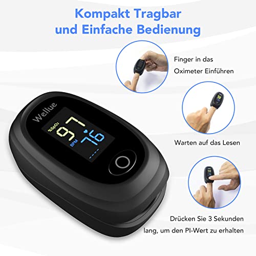 Pulse Oximeter Finger Oximeter for Adults Children, Oxygen Saturation Meter Finger, Oximeter Finger, Sp-O2 Value and Heart Rate Monitor, Black