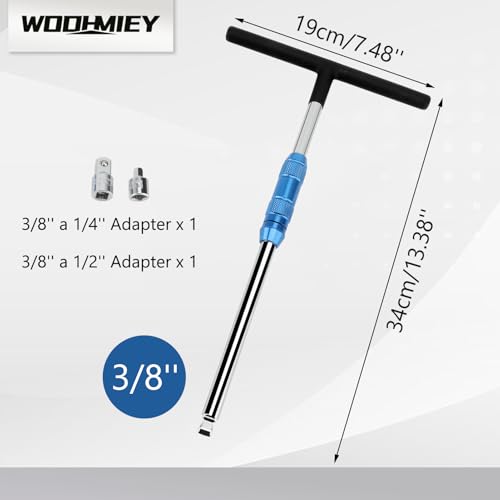 Drive T Handle Wrench, T Socket Set, 2pcs Spanner, Adapter 2 Way Speed Adjustable 1/4 to 3/8in, 3/8 to 1/2in, 3/8 to 1/4in, for Various Mechanical Work(Full Set)