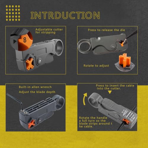 Coax cable crimper kit,BNC Crimping tool for RG58, RG59, RG62,10PCS RG58&RG59 BNC Male Crimp Connectors,10PCS BNC Female to Female Connectors,Cable Stripper, Heat Shrink Tube Coaxial Tester