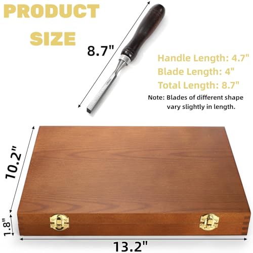 Covzoe 12 Pieces Wood Chisel Set, Woodworking Carving Tools with Wooden Box