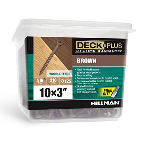 Deck Plus Wood Screws, Brown Exterior Screws, 3" x #10 and 2-1/2" x #10, 5lb Bundle Screws + Wood Screws 2-1/2" x #10