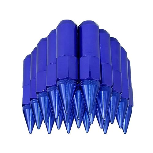Riloer Extended Tuner Aluminum Wheels Rims Lug Nuts, M12X1.5 Extended Tuner Aluminum 60mm Wheels Rims Lug Nuts with Spike, Universal Fit, Red