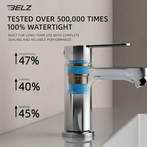 BELZ Chrome Basin Mixer Tap, Single Lever Bathroom Tap, Ceramic Cartridge Tap without waste