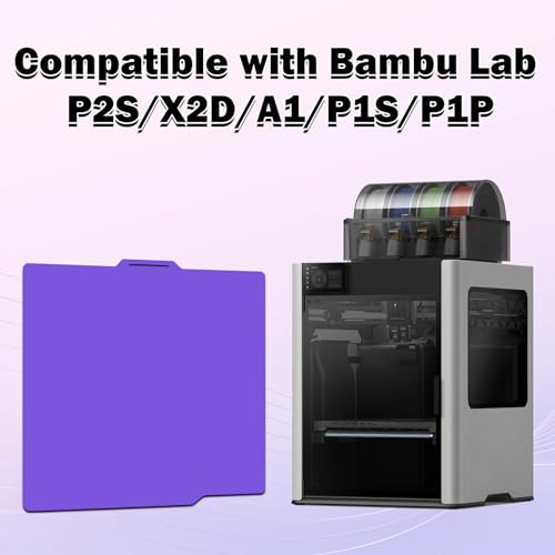 Cool Building Plate for Bambu Lab P2S/X2D/A1/P1S/P1P without Heating without Adhesive 257.5 x 257.5 mm Purple Smooth PEI Plate on Both Sides for Low Temperatures Flexible Spring Steel Plate Removable für Bambu Lab P2S/A1/X2D/P1S/P1P