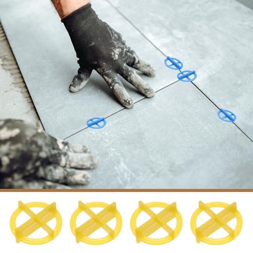 PATIKIL 1/16inch(1.5mm) Cross Removable Tile Spacers, 1000Pcs Plastic Cross Leveling Clips Reusable Wall Floor Construction Tool for Various Types of Tile Leveling, Yellow 1/16inch(1.5mm)